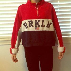 cropped quarter zip sweatshirt